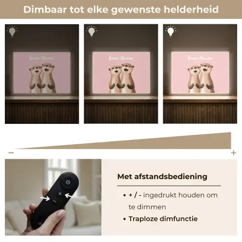 Otters - Glimlach - Bruin Light Box met batterij (Wandlamp kind) middel -USP_dimbaarNL