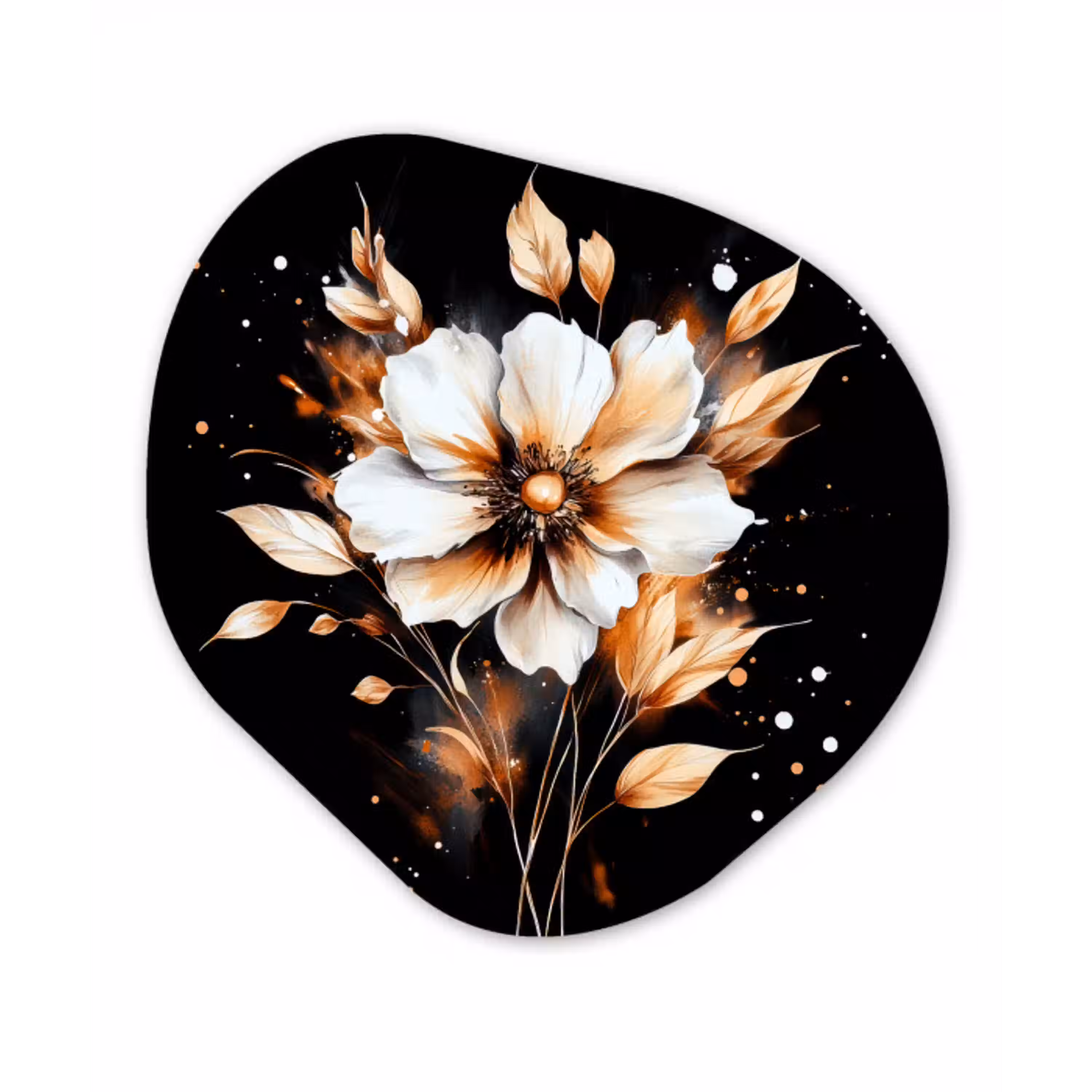 Bloem - Verf - Goud - Graffiti - Modern Wandcirkel Organisch Plexiglas middel -3d
