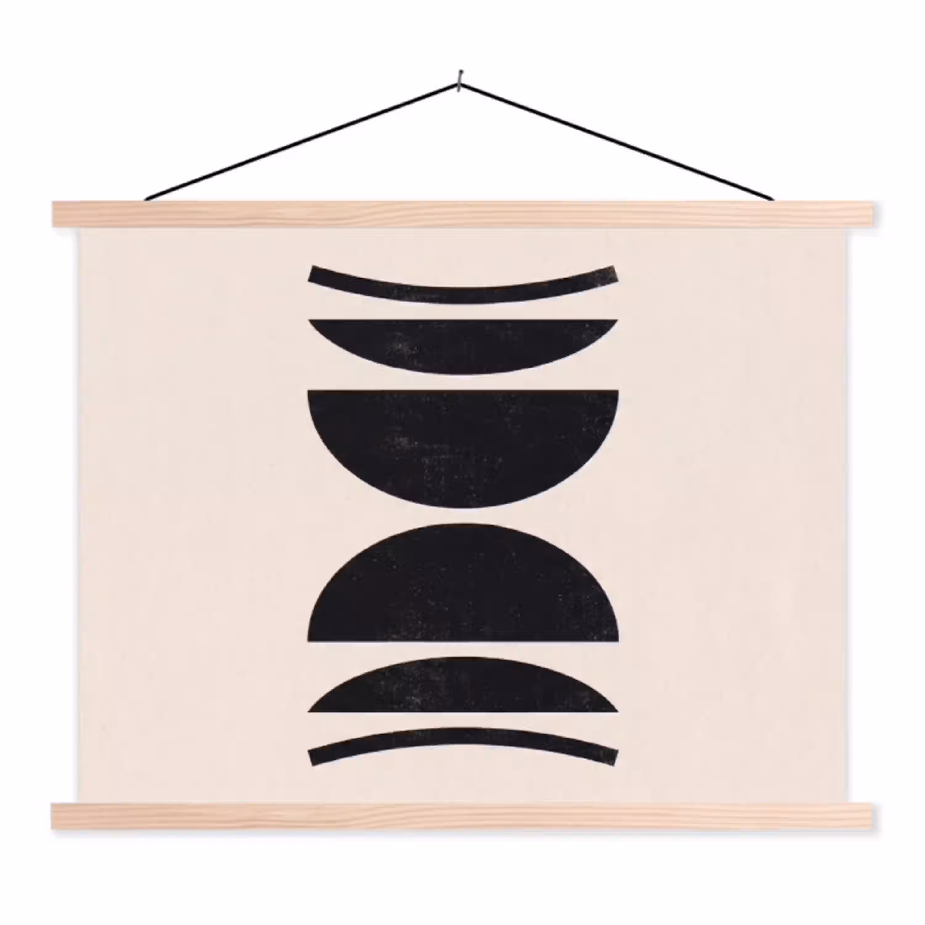 Abstract - Vormen - Zwart textielposter latten blank klein -3d