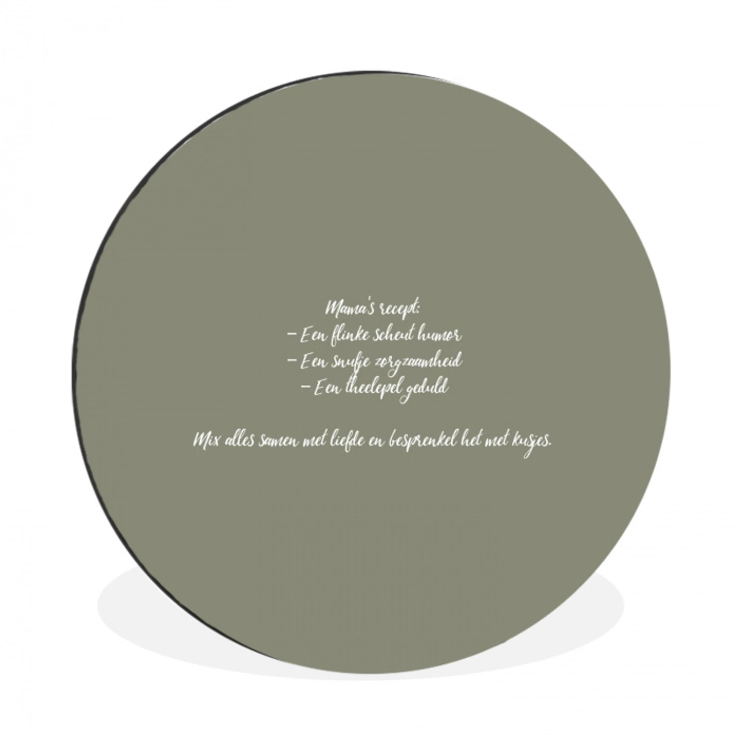 Quotes - Ma - Spreuken - Mama's recept - Koken Wandcirkel aluminium klein -3d