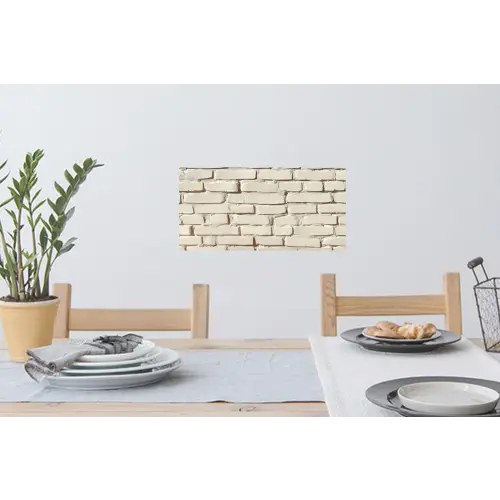 Bakstenen - Muur - Licht - Wit Muursticker klein -eettafel