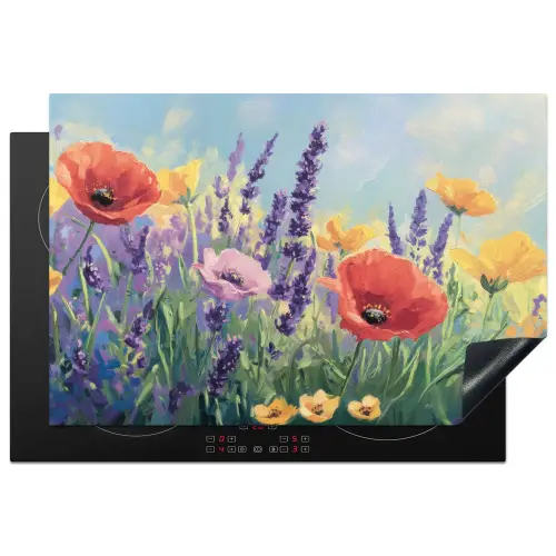 Weide - Bloemen - Kleurrijk Inductie beschermer vinyl 3mm klein -3d