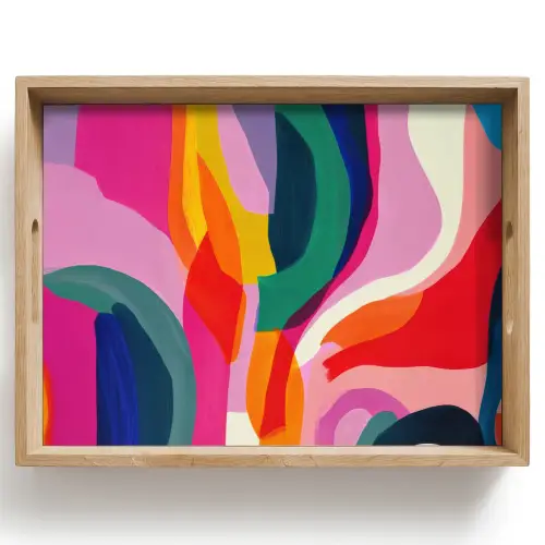 Vormen - Golvend - Abstract - Felroze Dienblad Rechthoek middel -z3d_shopping