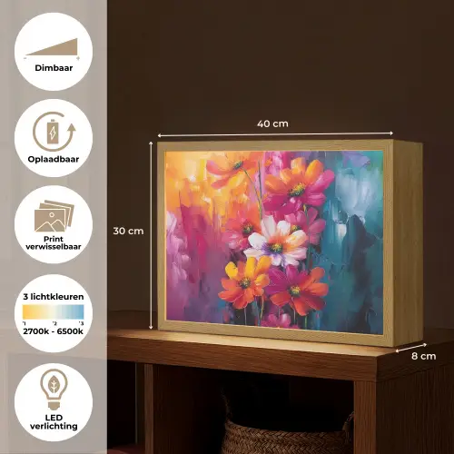 Felle bloemen - Dynamisch - Levendig Light Box met batterij (Wandlamp) middel -USP_websiteoverzichtNL