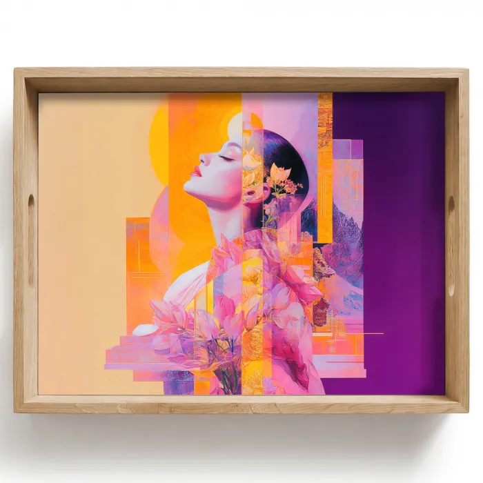 Abstract - Portret - Vrouw - Kleurrijk Dienblad Rechthoek middel -z3d_shopping