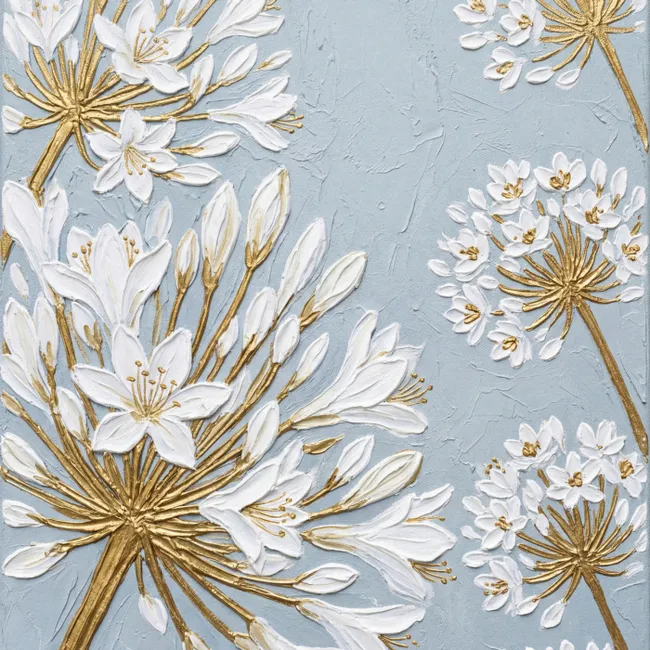 Behang - Illustratie - Bloemen - Blauw