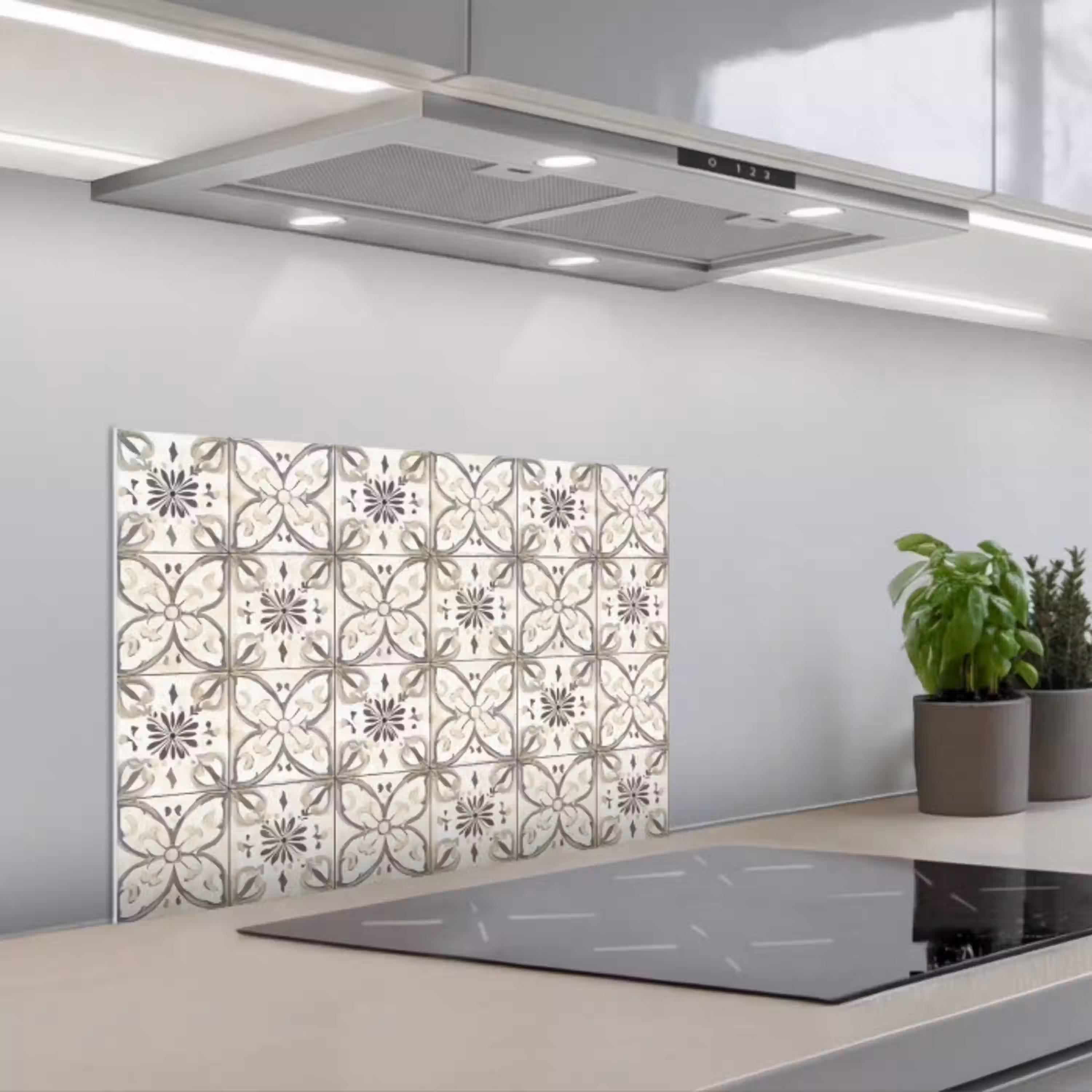 Antiek - Tegel - Beige keuken achterwand spatscherm klein 900 -3d_schuin