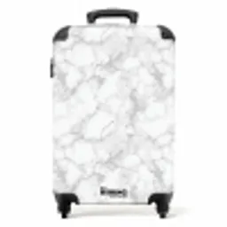 Wit - Marmer - Grijs NBS - Handbagage koffer - Volwassenen Unisex middel -productfoto_recht