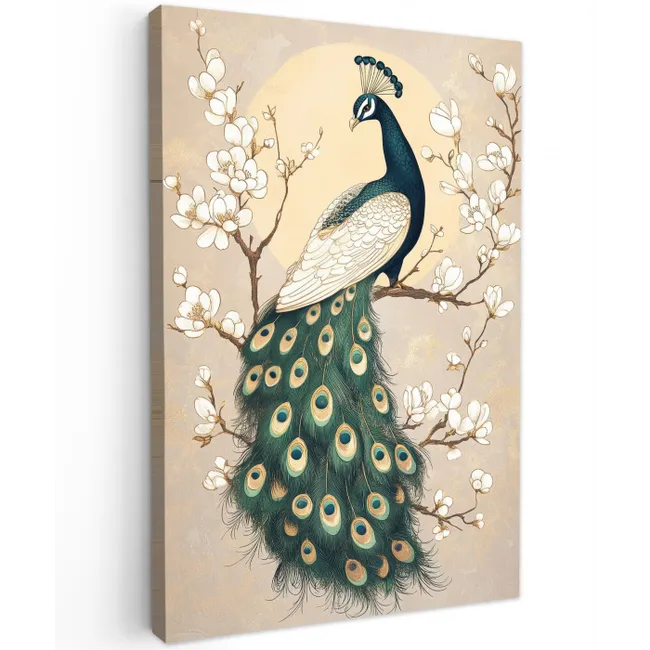 Pauw - Tak - Bloemen Tuinposter op houten frame 2 cm dik klein -3d