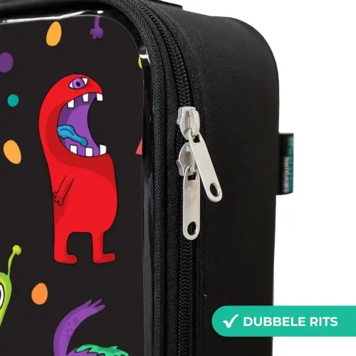 Patroon van monsters Kinderkoffer - Zwart klein -rits_NL