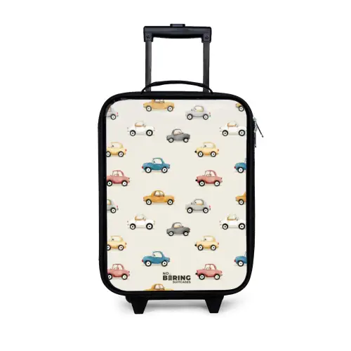 Kleurrijke retro autootjes Kinderkoffer - Zwart klein -3d