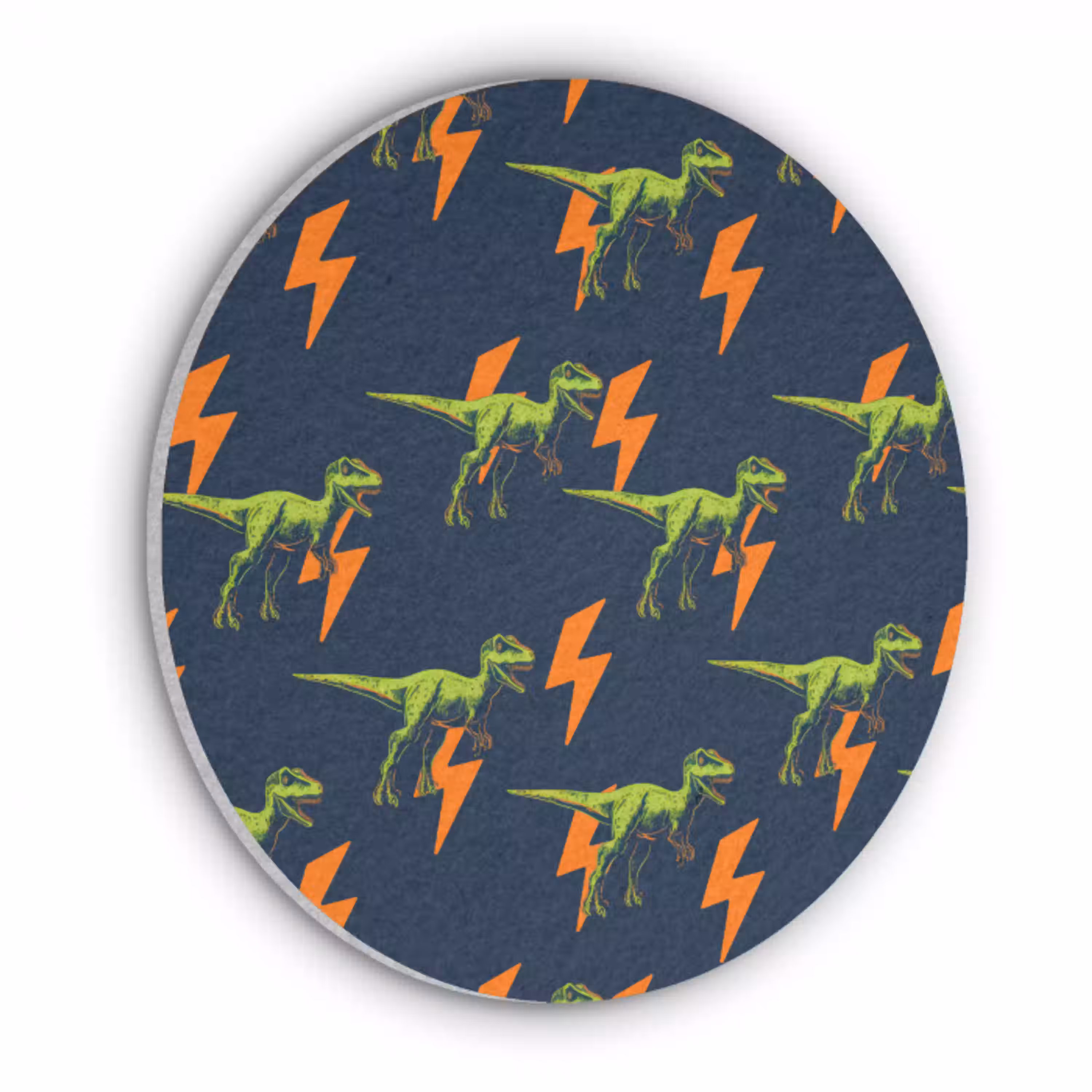 Bliksemschichten - Oranje - Dinosaurussen Akoestische PET Vilt - Rond klein -3d