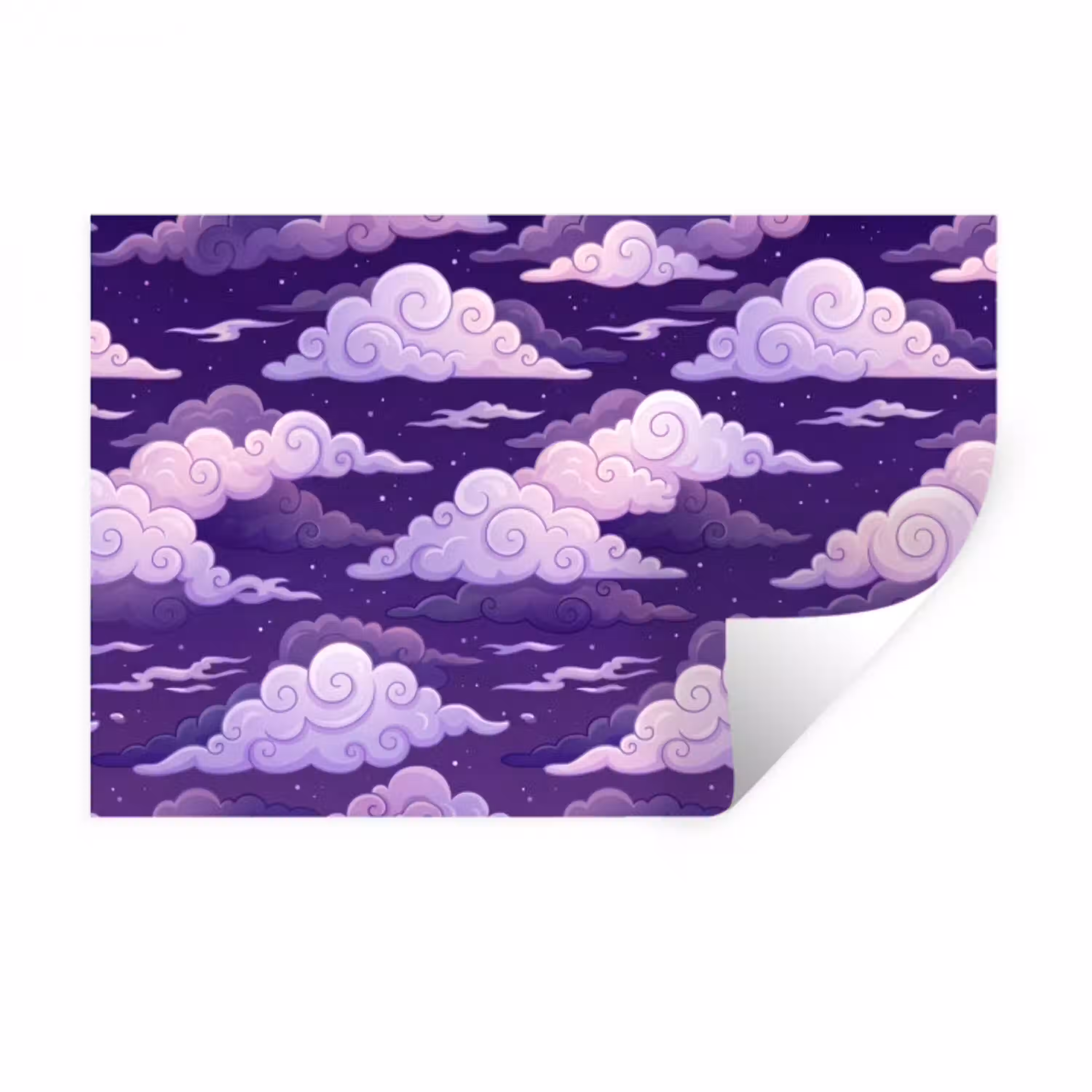 Wolken - Nacht - Natuur - Abstract - Paars Muursticker klein -3d
