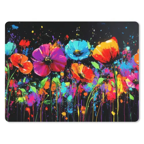 Bloemen - Kleurrijk - Spetters muismat rubber klein -3d
