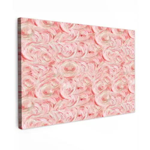 Vloeiend - Olieverf - Roze Tuinposter op houten frame 2 cm dik klein 845 -3d