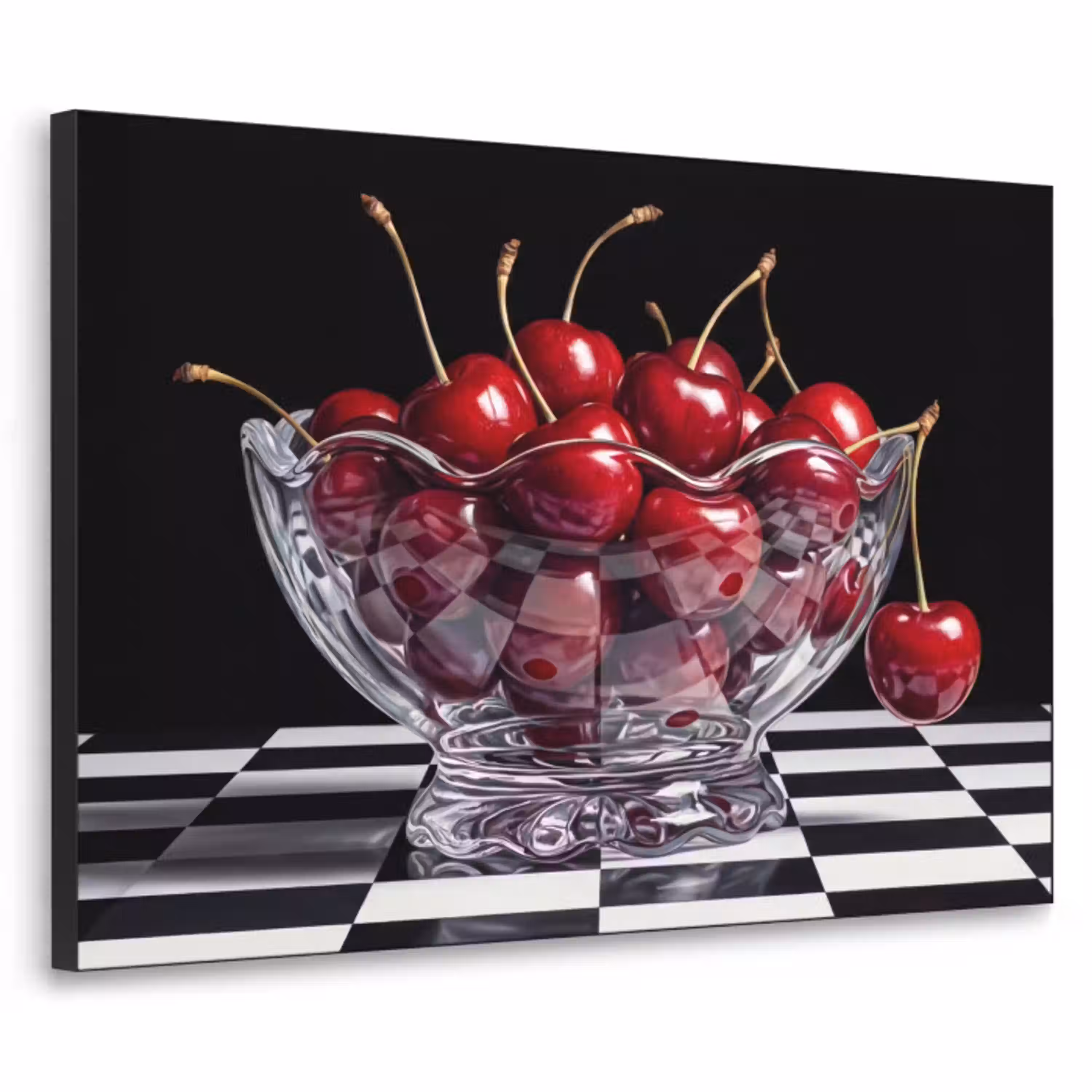 Eten - Kersen - Rood Textielframe zwart klein -3d