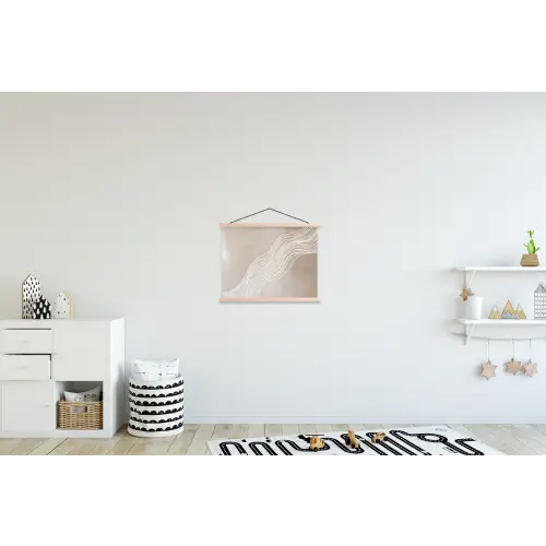 Golvende lijnen - Vloeiend - Zandkleurig textielposter latten blank klein -kinderkamer