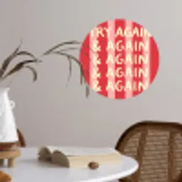 Strepen - Rood - Try again Wandcirkel behangsticker klein -sfeer3