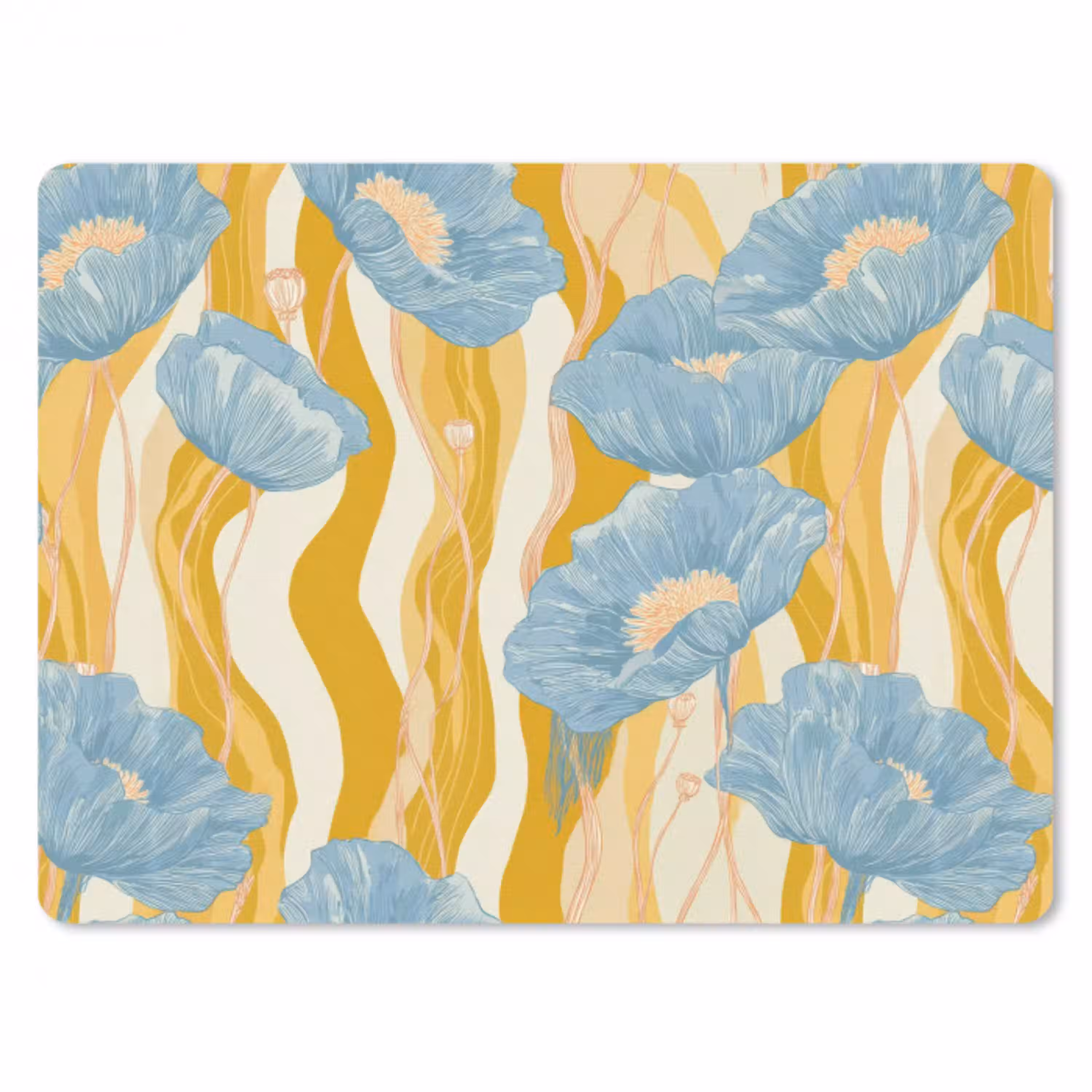 Papavers - Botanisch - Blauw muismat rubber klein 262 -3d