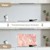 Marmer - Pastel - Roze - Blauw - Marmerlook - Abstract keuken achterwand spatscherm klein -voor_na_NL