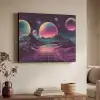 Landschap - Planeten - Horizon - Paars Textielframe zwart klein -sfeer3