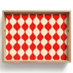 Golvend patroon - Retro - Rood - Beige Dienblad Rechthoek middel 911 -z3d_shopping
