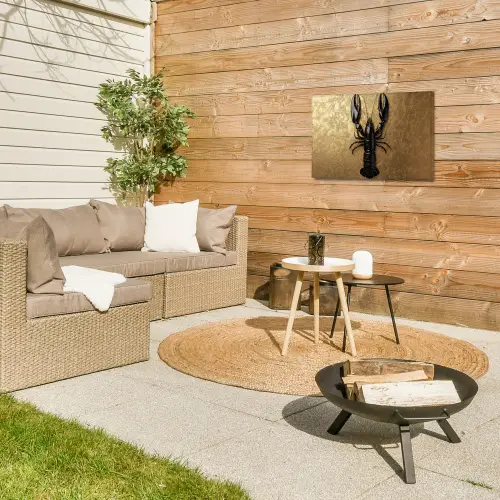 Kreeft - Zwart - Goud - Luxe Tuinposter op houten frame 2 cm dik klein -sfeer2