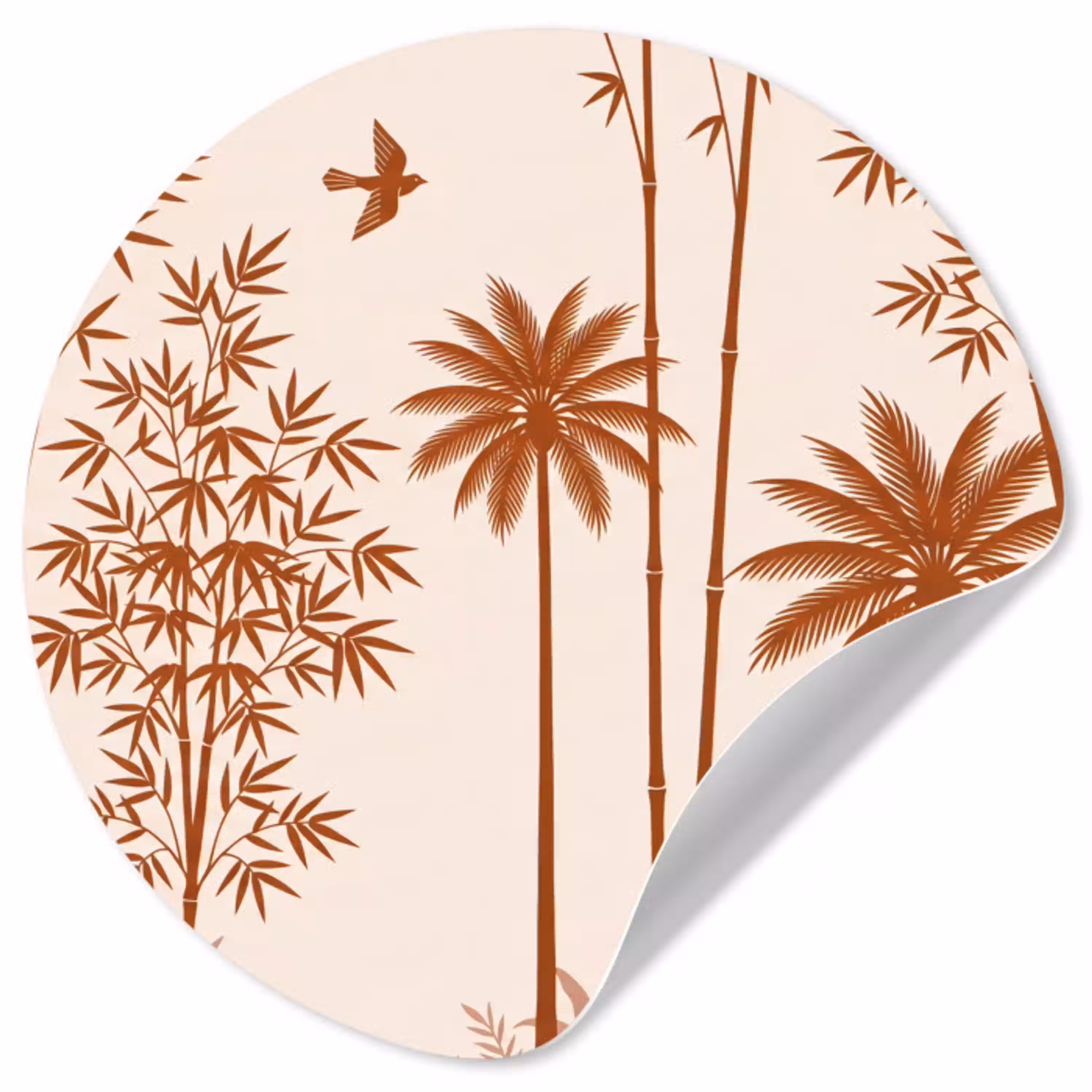 Vogel - Boom - Tropisch - Minimalistisch - Bruin Wandcirkel behangsticker klein -3d