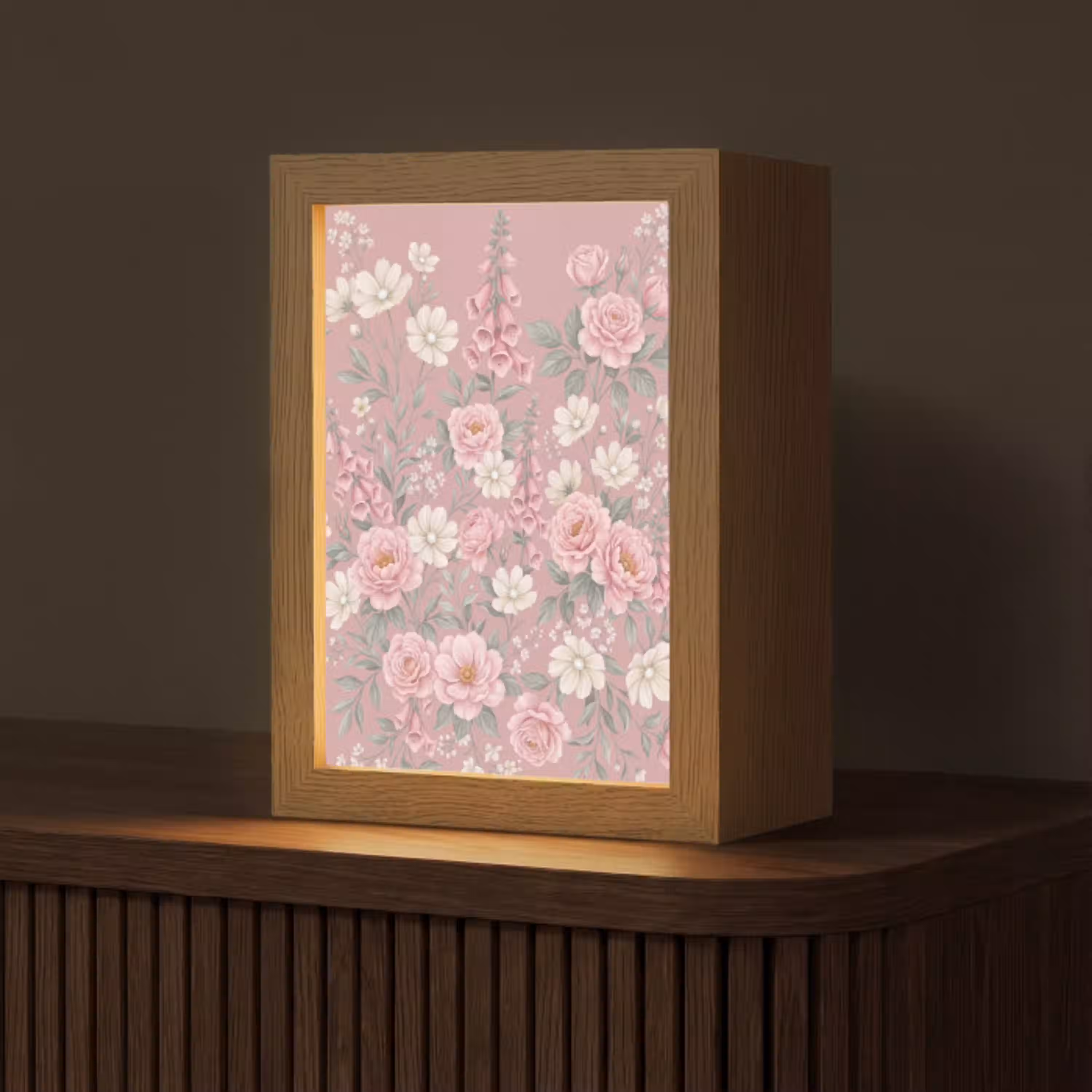Pioenrozen - Vingerhoedskruid - Pink Light Box met kabel (Tafellamp) klein -z3d_website