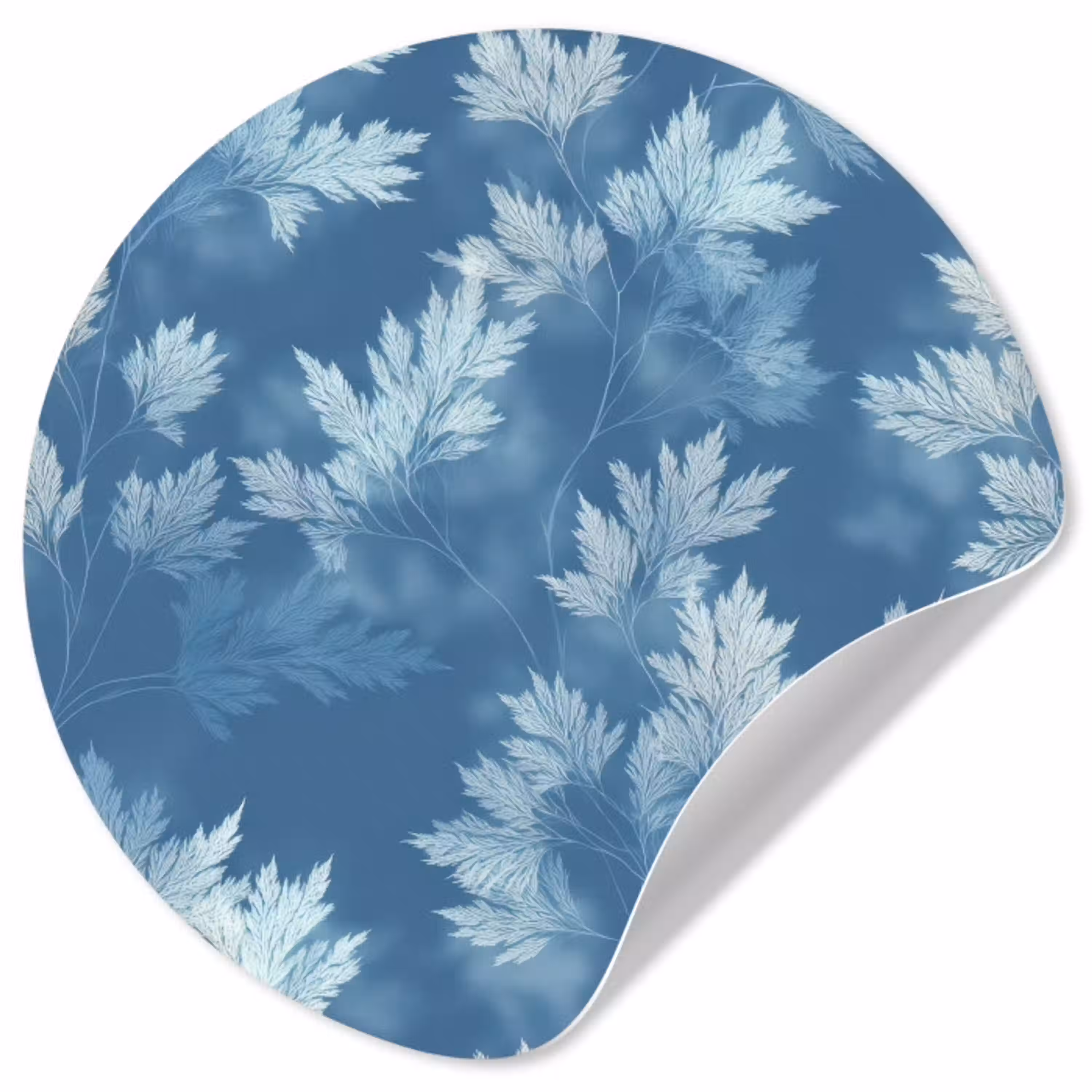 Varen - Botanisch - Patroon - Grijsblauw Wandcirkel behangsticker klein 186 -3d