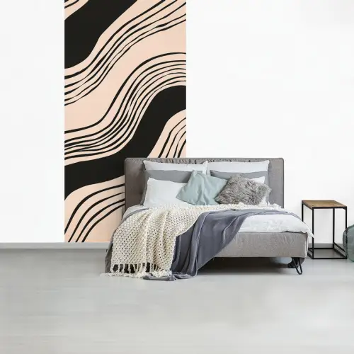 Golven - Zwart - Zandkleur fotobehang vinyl groot -slaapkamer