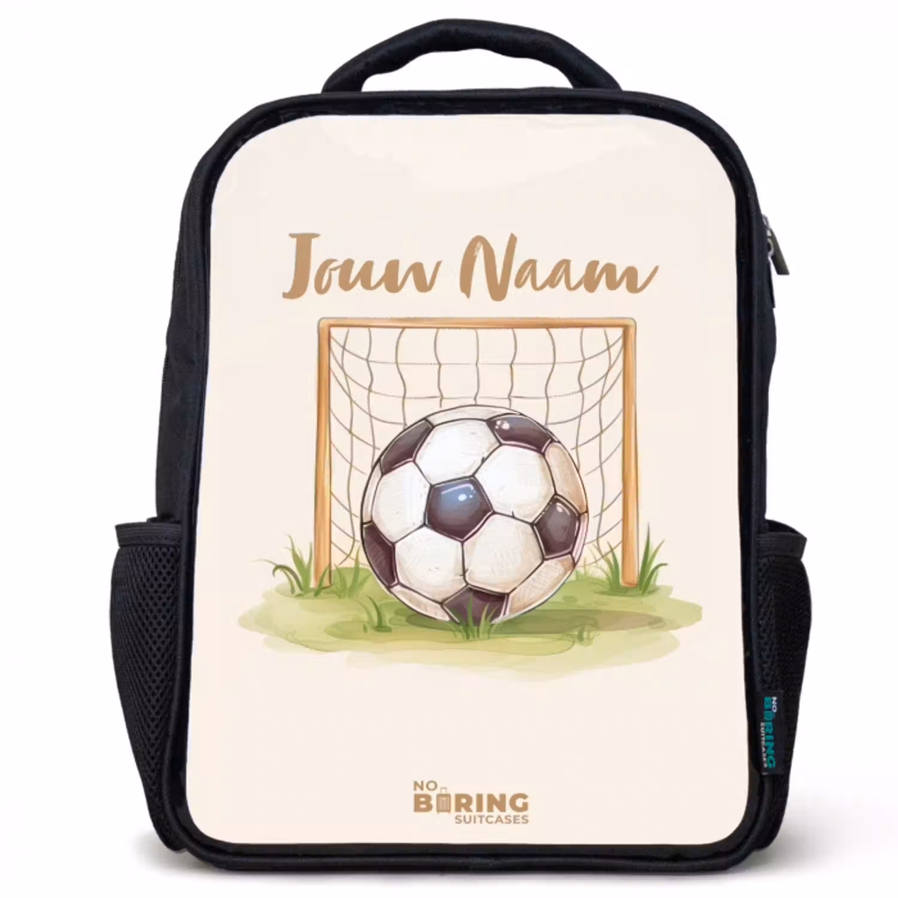 Voetbal in een goal Rugzak - Zwart middel -3d