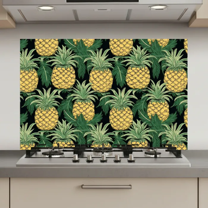Patroon - Tropisch - Ananas - Illustratie keuken achterwand spatscherm klein 900 -3d_website