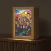 Stad - Maan - Mozaïek - Kleurrijk Light Box met kabel (Tafellamp) klein -z3d_website
