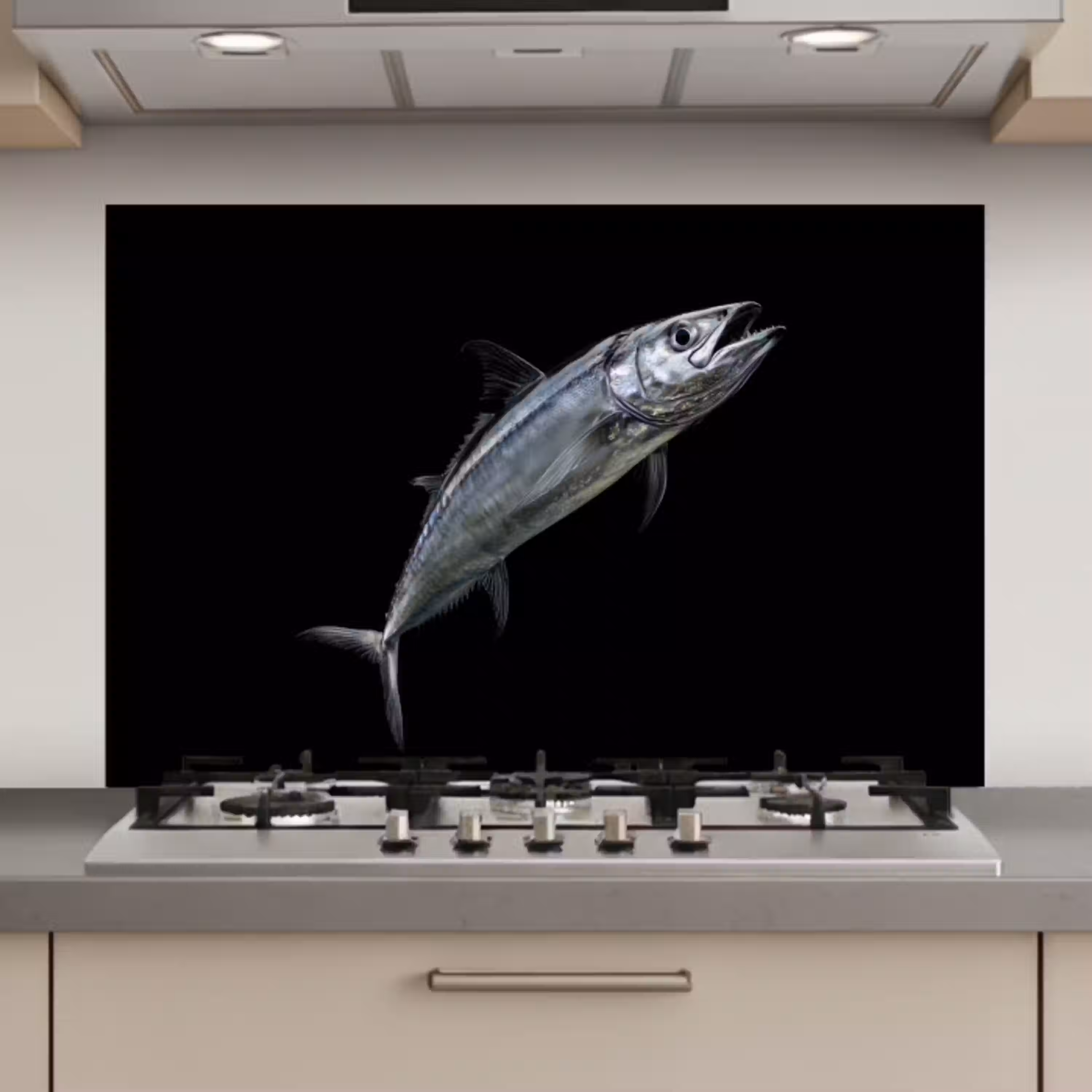 Makreel - Vis - Zwart keuken achterwand spatscherm klein -3d_website