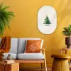 Kerstboom - Illustratie - Ster - Sneeuw Wandcirkel Ovaal Forex klein -sfeer4