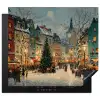 Kerstsfeer - Stadsplein - Kleurrijk Inductie beschermer vinyl 3mm middel -3d