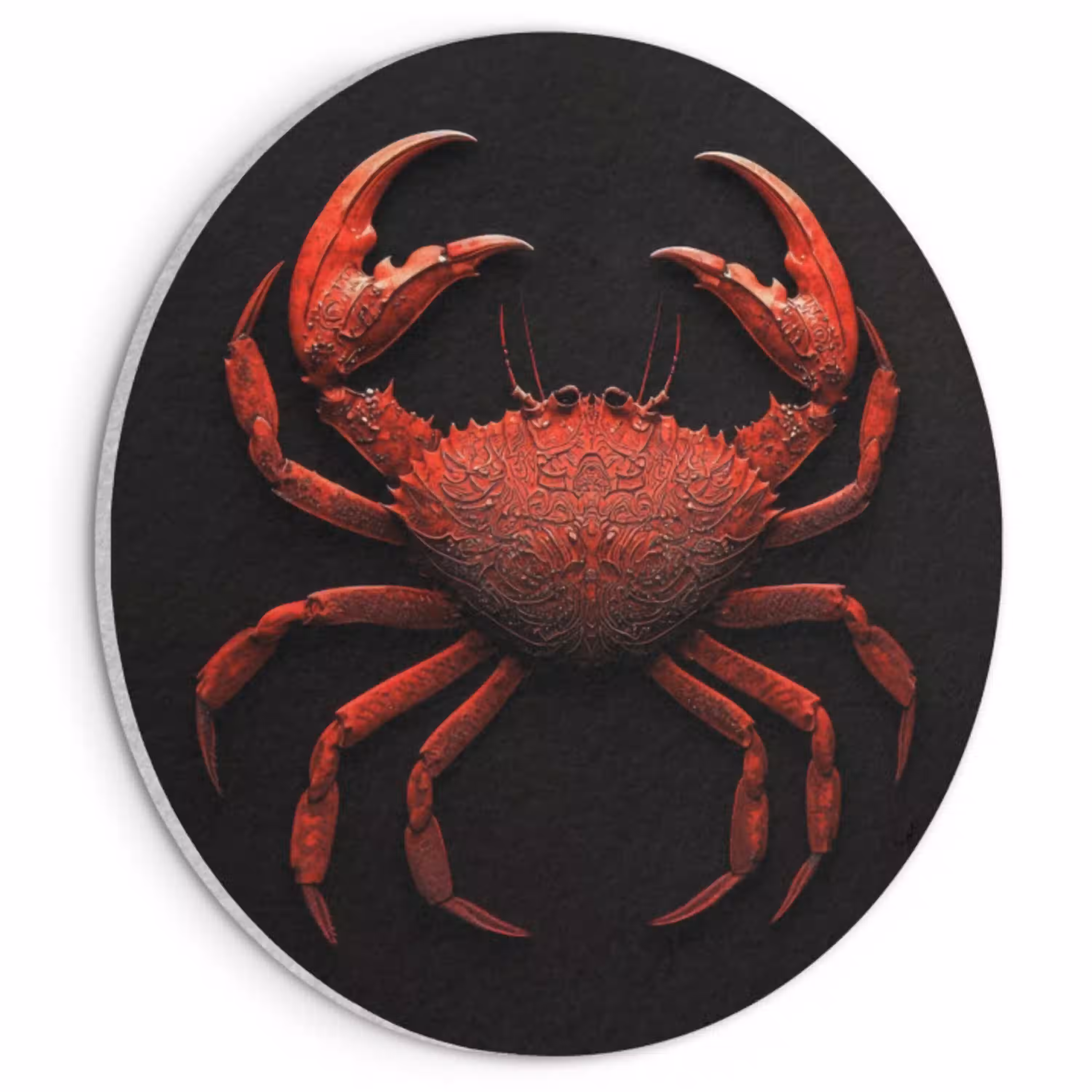 Krab - Rood - Vissen - Schaaldieren Akoestische PET Vilt - Rond klein -3d