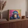 Graffiti - Chimpansee - Street art - Koptelefoon - Aap Light Box met batterij (Wandlamp) middel -sfeer2