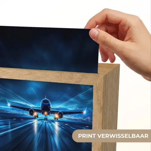 Vliegtuig - Blauw - Futuristisch Light Box met kabel (Kinderlampje) klein -USP_websiteprintNL