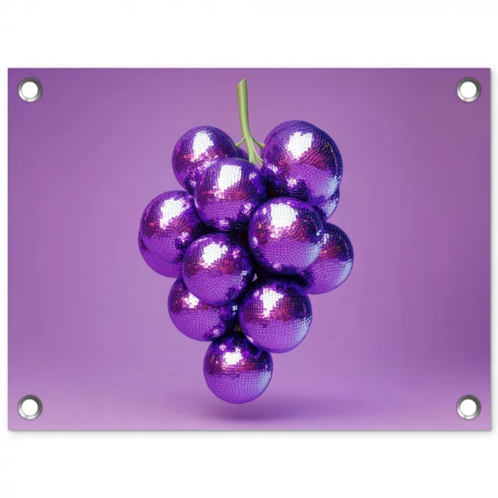 Druif - Disco - Glitter - Paars tuinposter los doek klein -3d