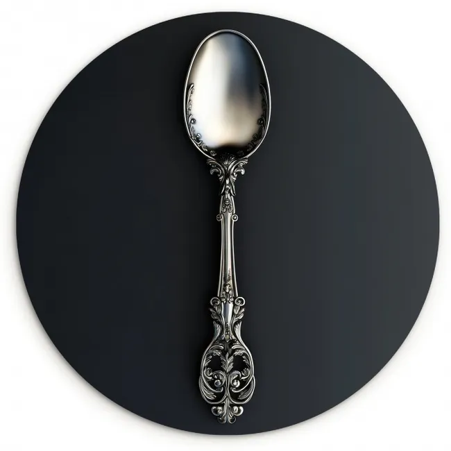 Lepel - Zilver - Metaal KitchenYeah - Keuken - Wandcirkel Forex klein -3d