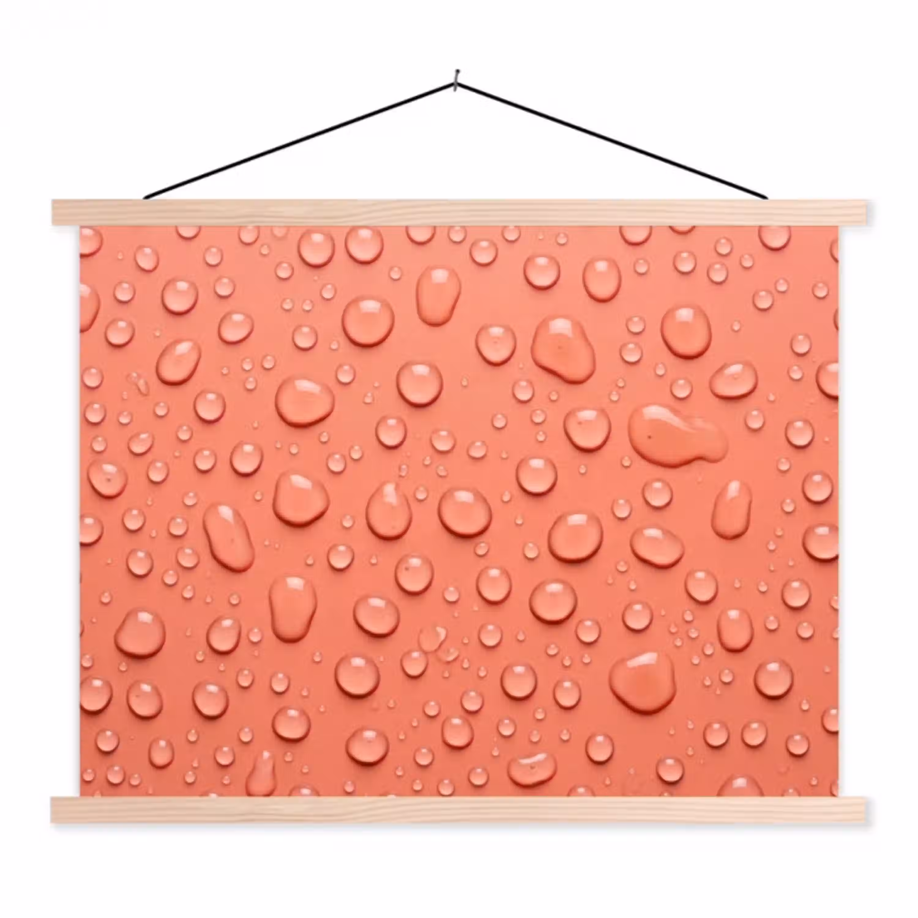 Water - Druppels - Roze textielposter latten blank klein -3d