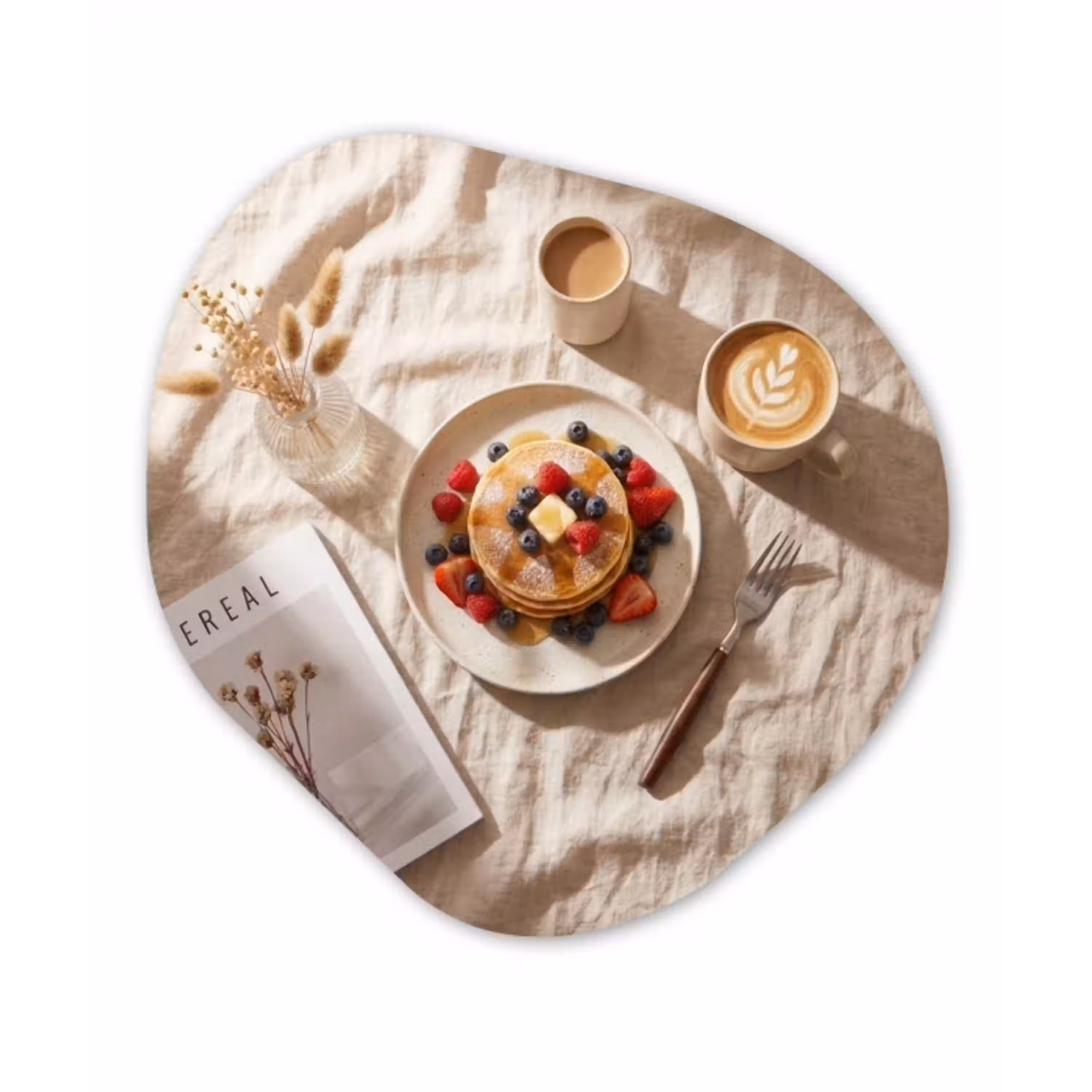 Pannenkoeken - Bessen - Ontbijt - Modern - Beige Wandcirkel Organisch Forex 3mm klein -3d