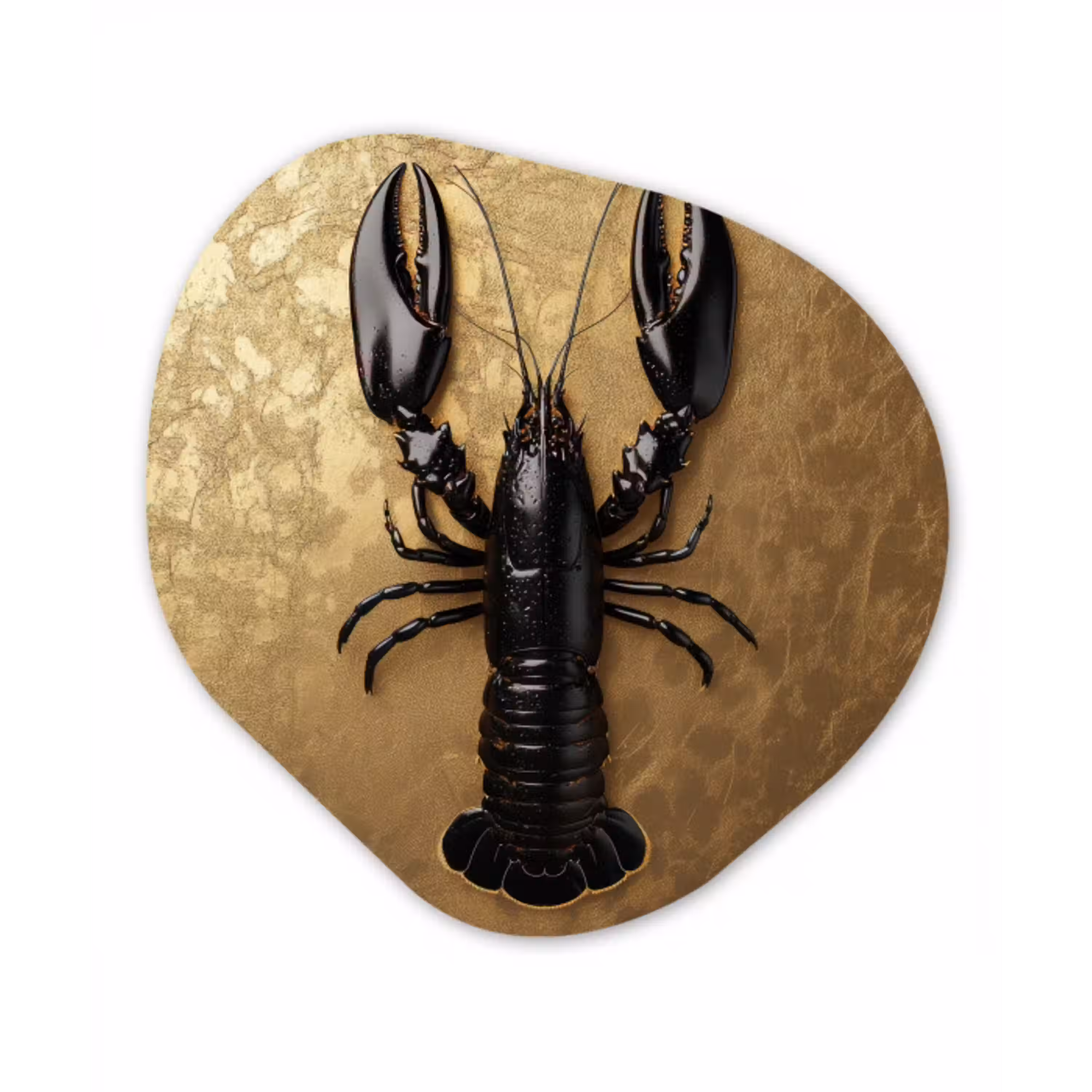 Kreeft - Zwart - Goud - Luxe Wandcirkel Organisch Plexiglas middel -3d