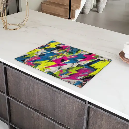 Bliksemschichten - Patroon - Marmer - Kleuren Inductie beschermer vinyl 3mm klein -sfeer8