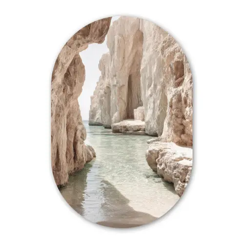Rotsen - Zee - Zand - Kloof Wandcirkel Ovaal Forex klein -3d