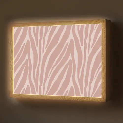 Lichtroze - Zebra - Patroon - Donkerroze Light Box met batterij (Wandlamp) middel 907 -z3d_website