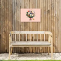 Margrieten - Boeket - Strikje - Roze Tuinposter op houten frame 2 cm dik klein -sfeer4