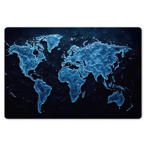 Wereldkaart - Waterstructuur - Blauw Placemat vinyl groot -zzsfeer1_Kitchenyeah-website